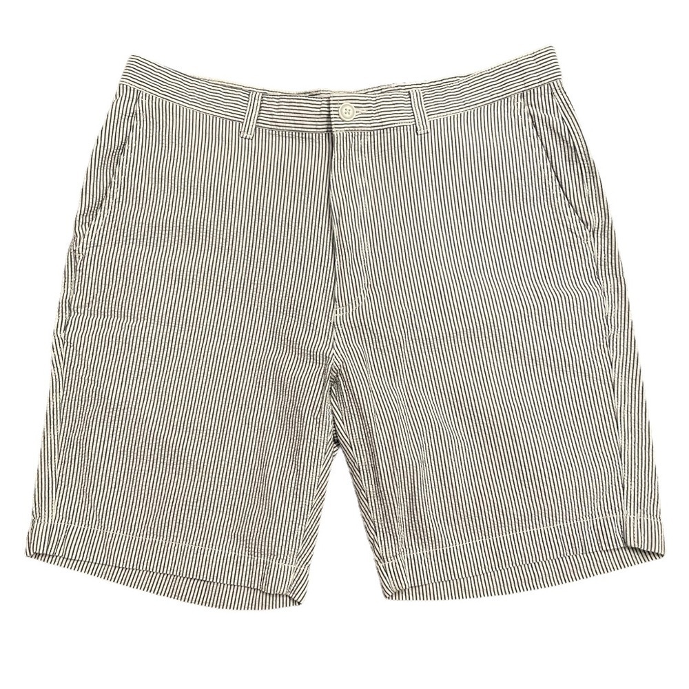 Roundtree & Yorke Seersucker Grey and White striped Linen Cotton Shorts-Sz 36